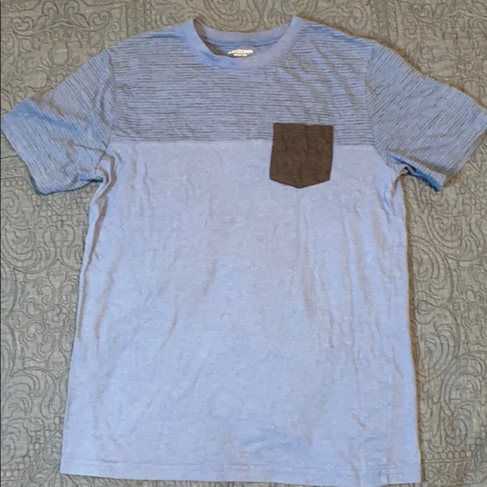 Light blue tank with dark blue pocket